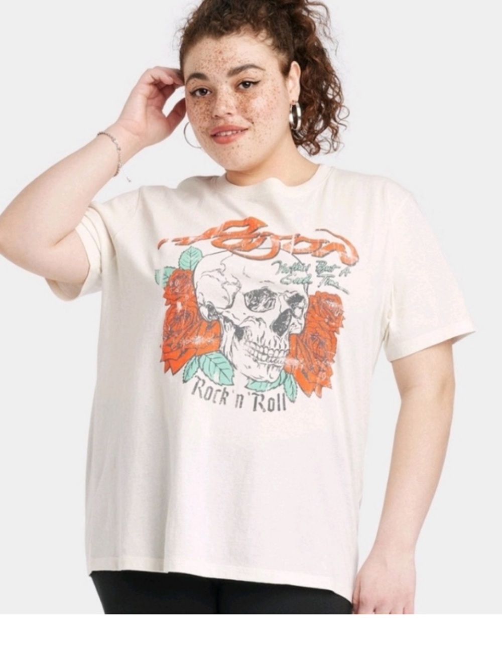 Women's Poison Band Short Sleeve Graphic T-Shirt, Cream, Size L